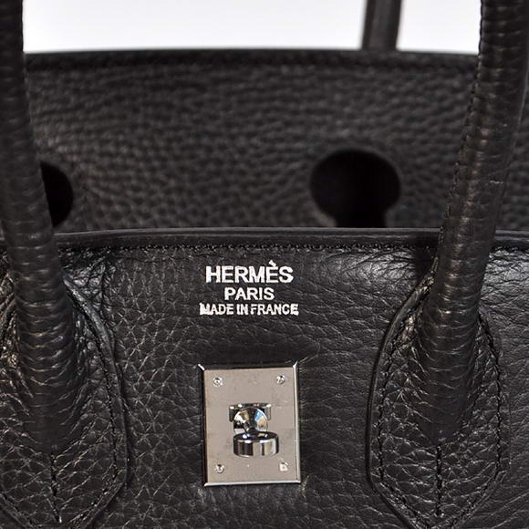 Super A Replica Hermes Birkin 25CM Tote Bags Togo Leather Black Silver 60799 - Click Image to Close